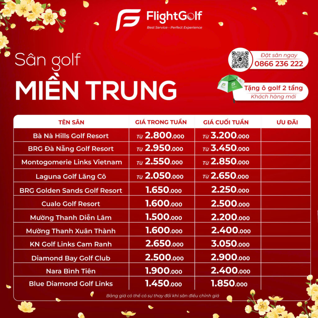  Bảng giá ưu đãi sân golf tháng 2