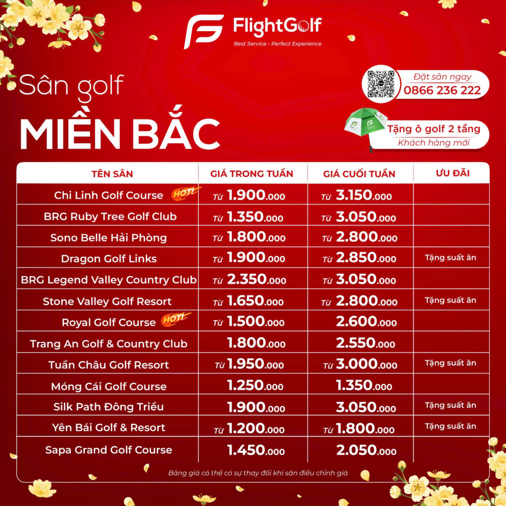  Bảng giá ưu đãi sân golf tháng 2