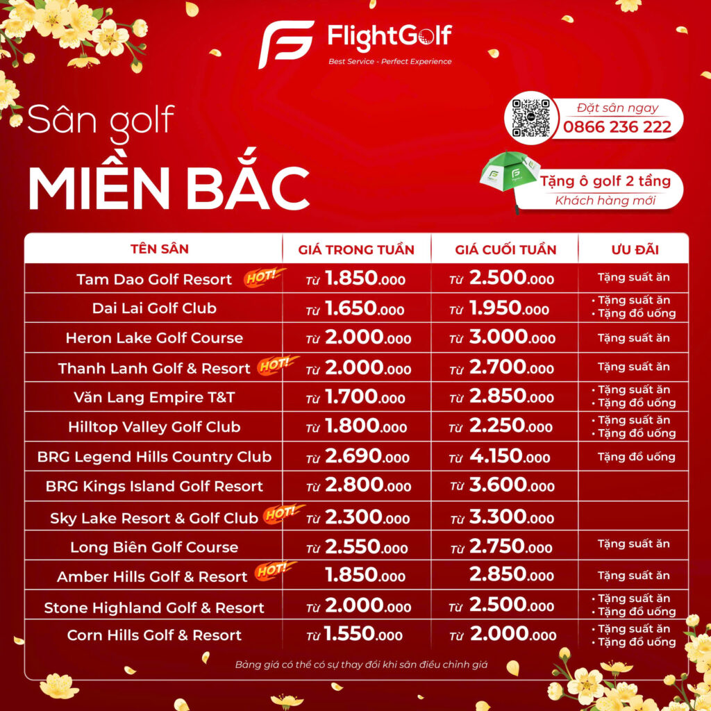  Bảng giá ưu đãi sân golf tháng 2