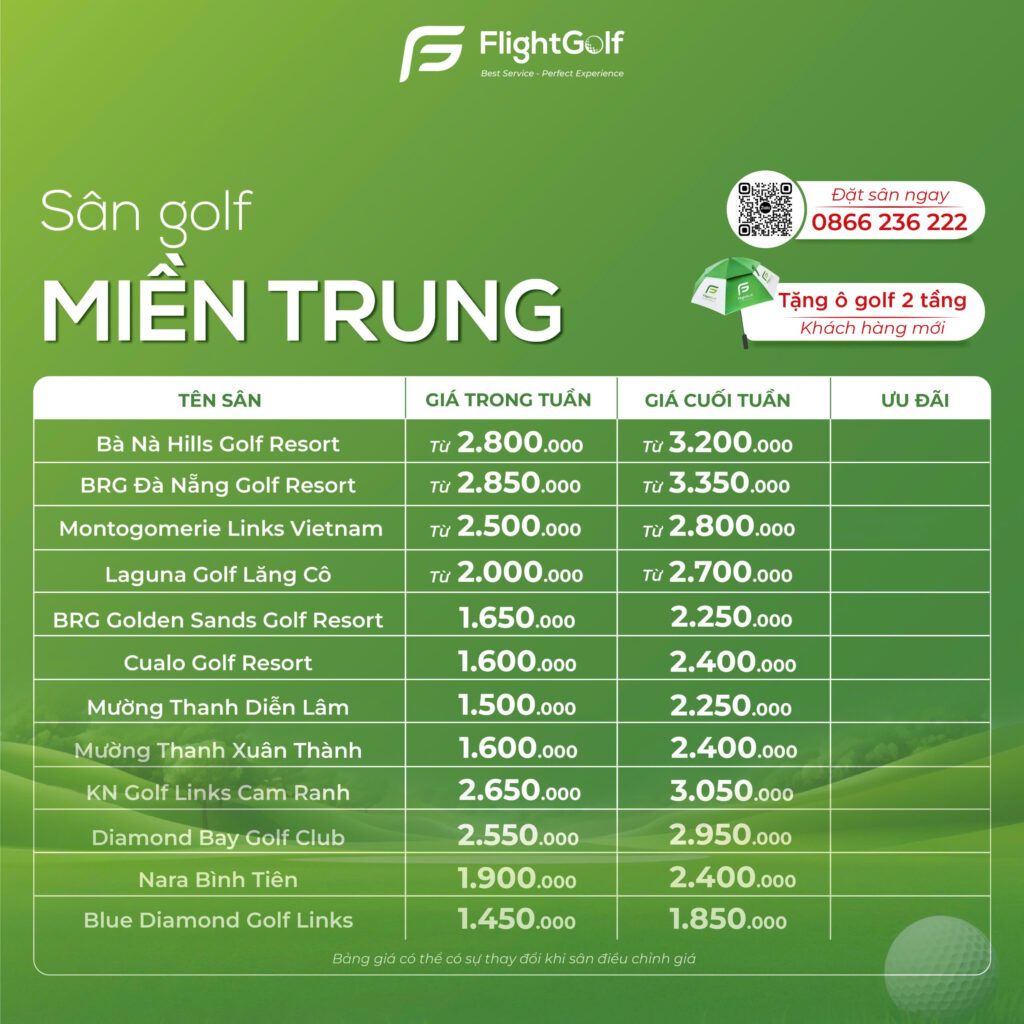 Bảng giá sân golf tháng 3